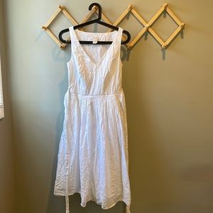 J. Crew Cotton V neck Fit & Flare Sleeveless White Dress